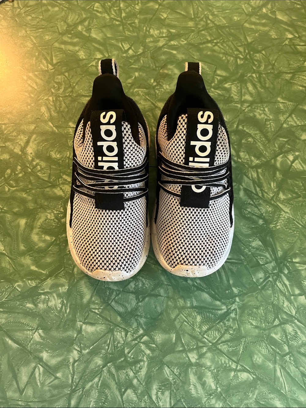 adidas Kids Black and White Slip-On Knit Sneakers
